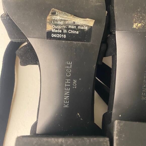 NEW Kenneth Cole Victoria Dressy Open Toe Strappy Black Suede Heel Sandals 10 - Picture 12 of 16